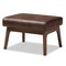 Baxton Studio Bianca Walnut Wood Dark Brown Distressed Faux Leather Effect Ottoman 140-7547 - alternate 1